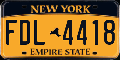 NY license plate FDL4418