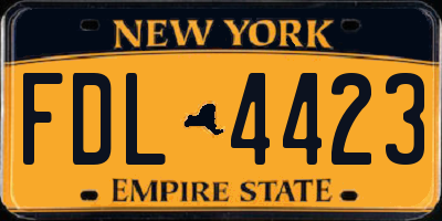NY license plate FDL4423