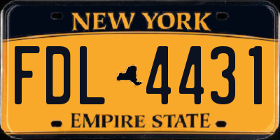 NY license plate FDL4431