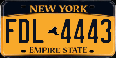 NY license plate FDL4443