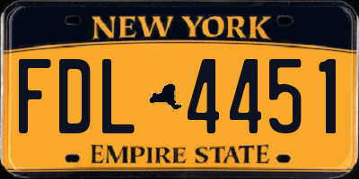 NY license plate FDL4451