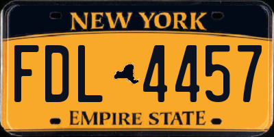 NY license plate FDL4457