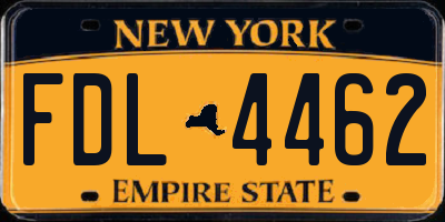 NY license plate FDL4462