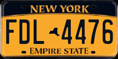 NY license plate FDL4476
