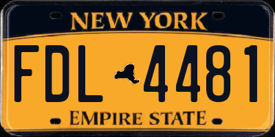 NY license plate FDL4481