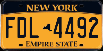 NY license plate FDL4492