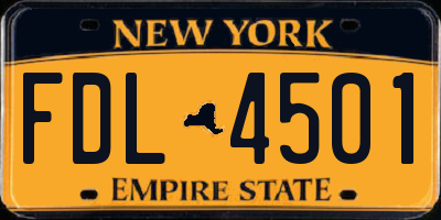 NY license plate FDL4501