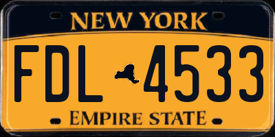 NY license plate FDL4533