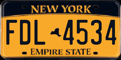 NY license plate FDL4534