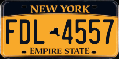 NY license plate FDL4557