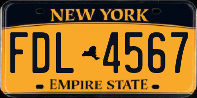 NY license plate FDL4567