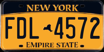 NY license plate FDL4572