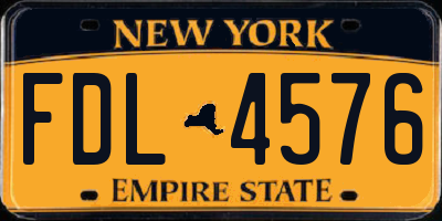 NY license plate FDL4576