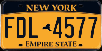 NY license plate FDL4577