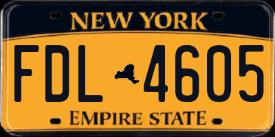 NY license plate FDL4605