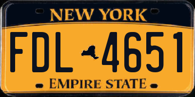 NY license plate FDL4651