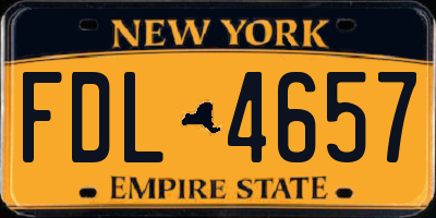 NY license plate FDL4657