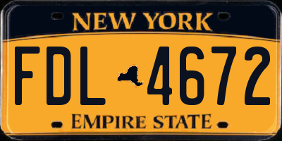 NY license plate FDL4672