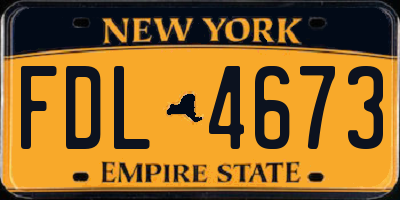 NY license plate FDL4673