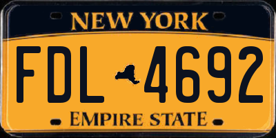 NY license plate FDL4692