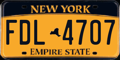 NY license plate FDL4707