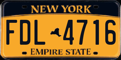 NY license plate FDL4716