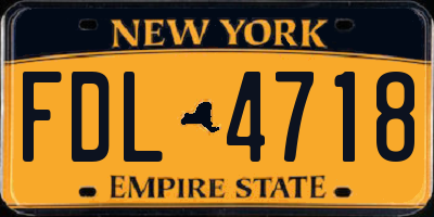 NY license plate FDL4718