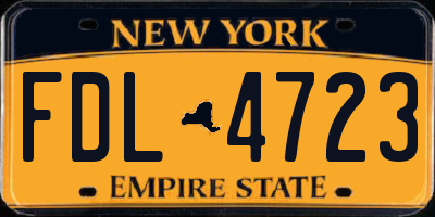 NY license plate FDL4723