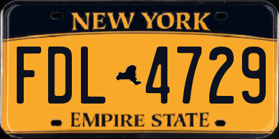 NY license plate FDL4729