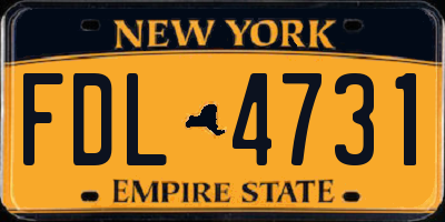 NY license plate FDL4731