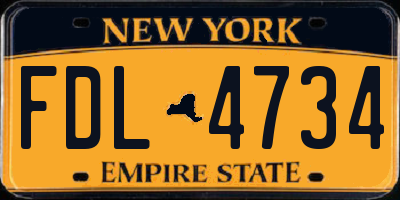 NY license plate FDL4734