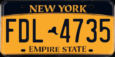 NY license plate FDL4735
