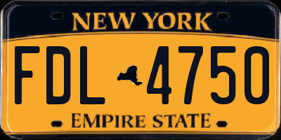 NY license plate FDL4750