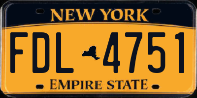 NY license plate FDL4751