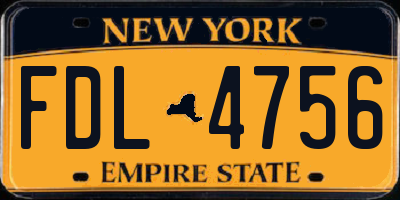 NY license plate FDL4756