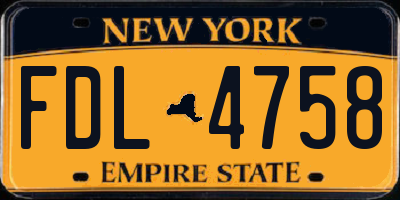 NY license plate FDL4758