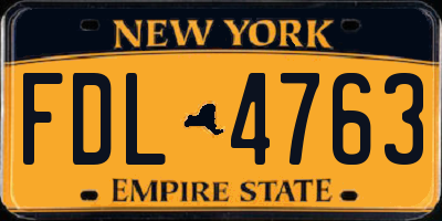 NY license plate FDL4763