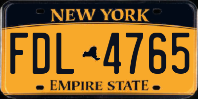 NY license plate FDL4765
