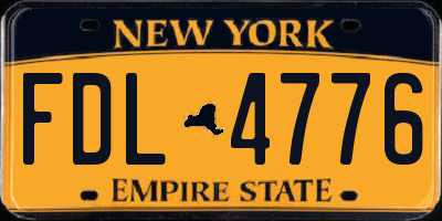 NY license plate FDL4776