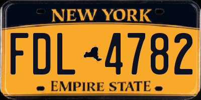 NY license plate FDL4782