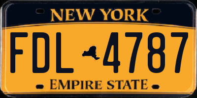 NY license plate FDL4787