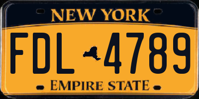 NY license plate FDL4789