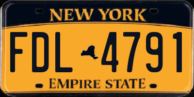 NY license plate FDL4791