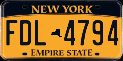 NY license plate FDL4794