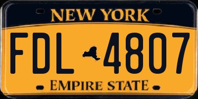 NY license plate FDL4807