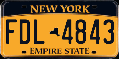 NY license plate FDL4843