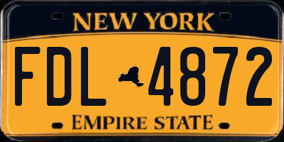NY license plate FDL4872