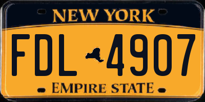 NY license plate FDL4907
