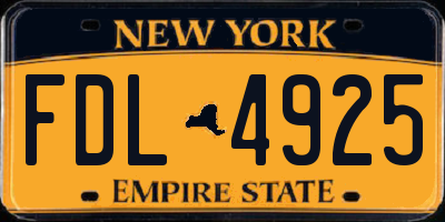 NY license plate FDL4925