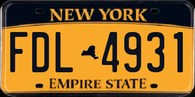 NY license plate FDL4931